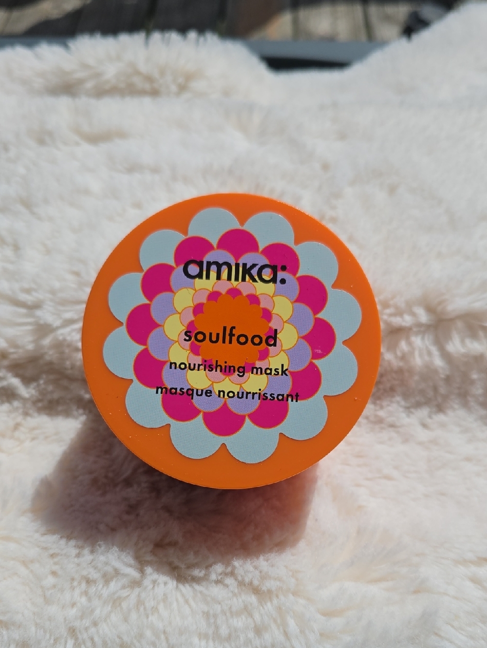 amika Soulfood Nourishing Mask - Bright Orange with Multicolor Floral